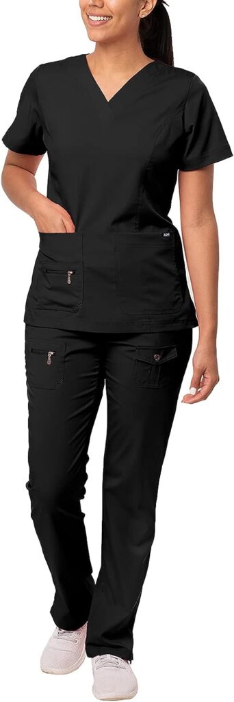 Adar Pro Breakthrough Plus Scrub Set for Women - Enhanced V-Neck Top  Multi Pocket Pants
