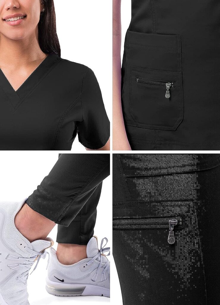 Adar Pro Flawless Plus Scrub Set for Women - Elevated V-Neck Top  Jogger Scrub Pants