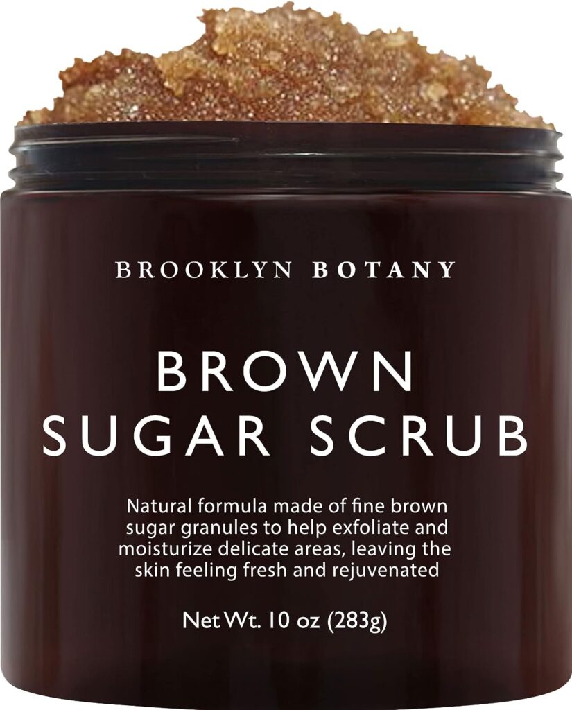 Brooklyn Botany Brown Sugar Body Scrub - Moisturizing and Exfoliating Body, Face, Hand, Foot Scrub - Fights Acne, Fine Lines  Wrinkles, Great Gifts For Women  Men - 10 oz