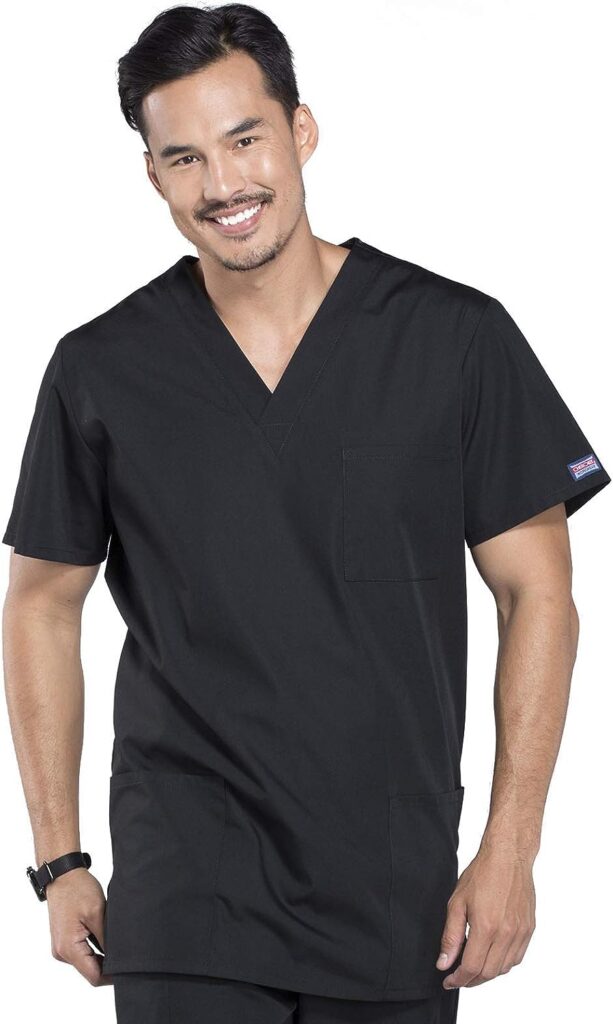 Cherokee Women and Men V-Neck Scrub Top with 3 Pockets 4876