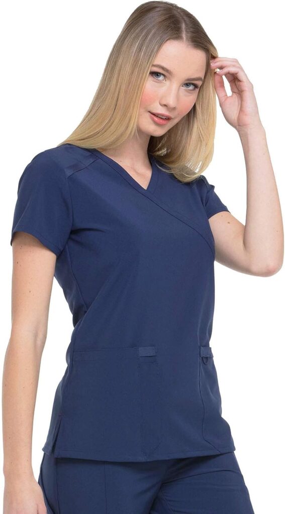 Dickies EDS Essentials, Mock Wrap Top Scrubs for Women with Four-Way Stretch and Moisture Wicking DK625