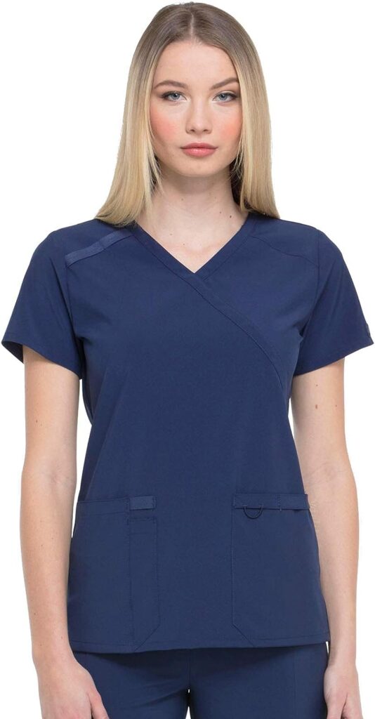 Dickies EDS Essentials, Mock Wrap Top Scrubs for Women with Four-Way Stretch and Moisture Wicking DK625