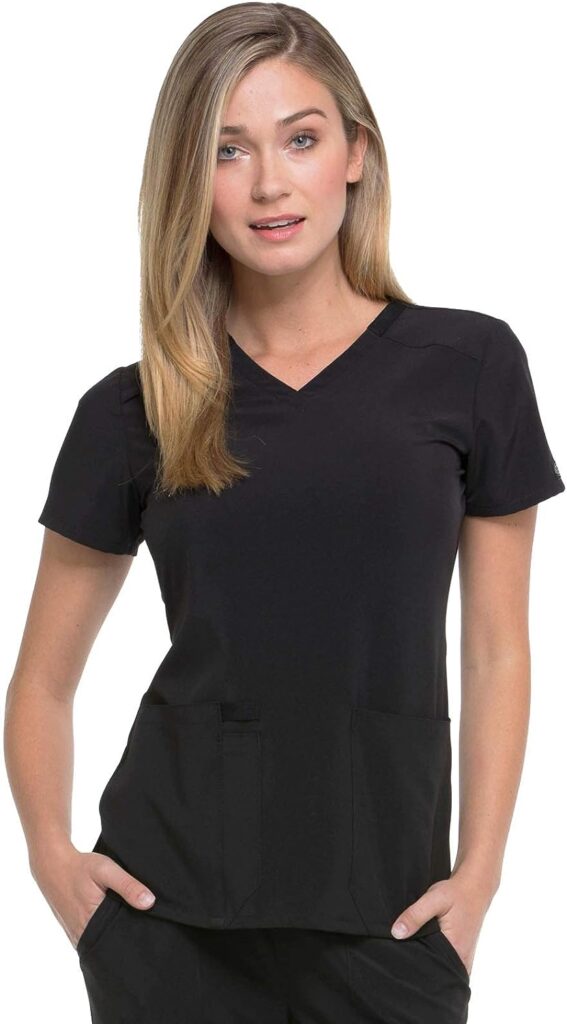 Dickies EDS Essentials Scrubs, V-Neck Womens Tops with Four-Way Stretch and Moisture Wicking DK615