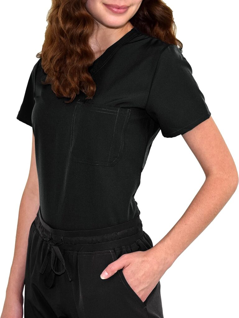 Green Town Womens Tuck-In Top/Jogger Scrub Set Medical Nursing GT 4FLEX Top and Pant