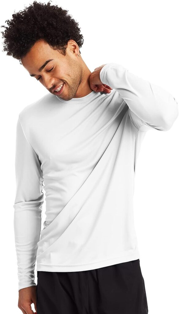 Hanes Mens Long-Sleeve Pack, Cool Dri Moisture-Wicking T-Shirts, Performance Tee, 2-Pack