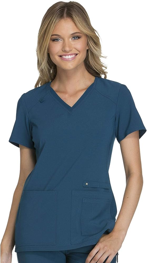 Iflex Scrubs for Women V-Neck Top with Stretchy Knit Side Panels CK605