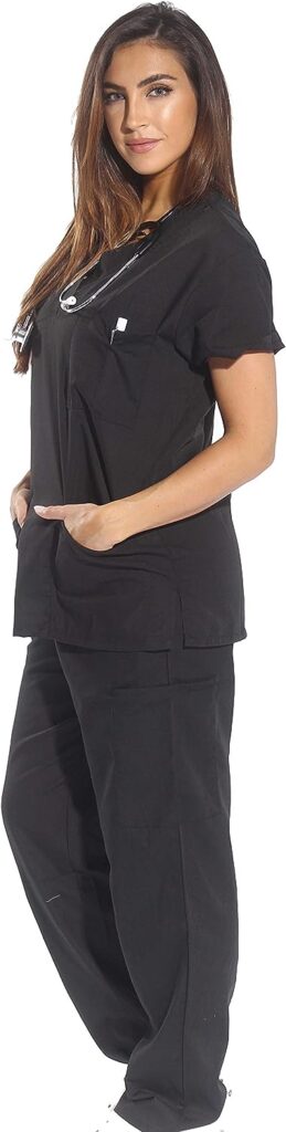 Just Love Womens Six Pocket Medical Scrubs Set (V-Neck with Cargo Pant)