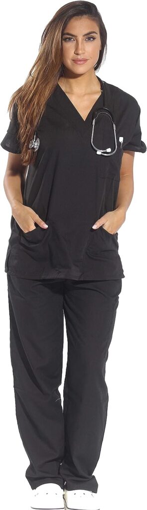 Just Love Womens Six Pocket Medical Scrubs Set (V-Neck with Cargo Pant)