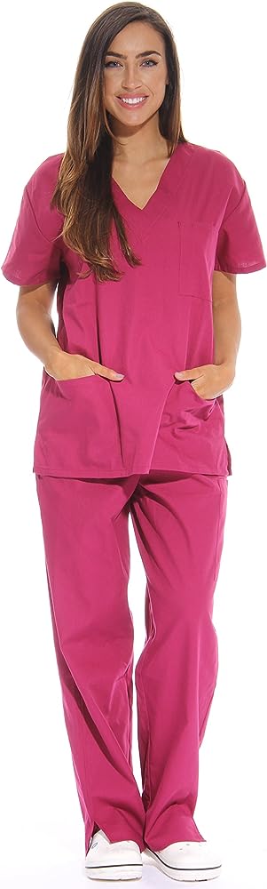 Just Love Womens Six Pocket Medical Scrubs Set (V-Neck with Cargo Pant)