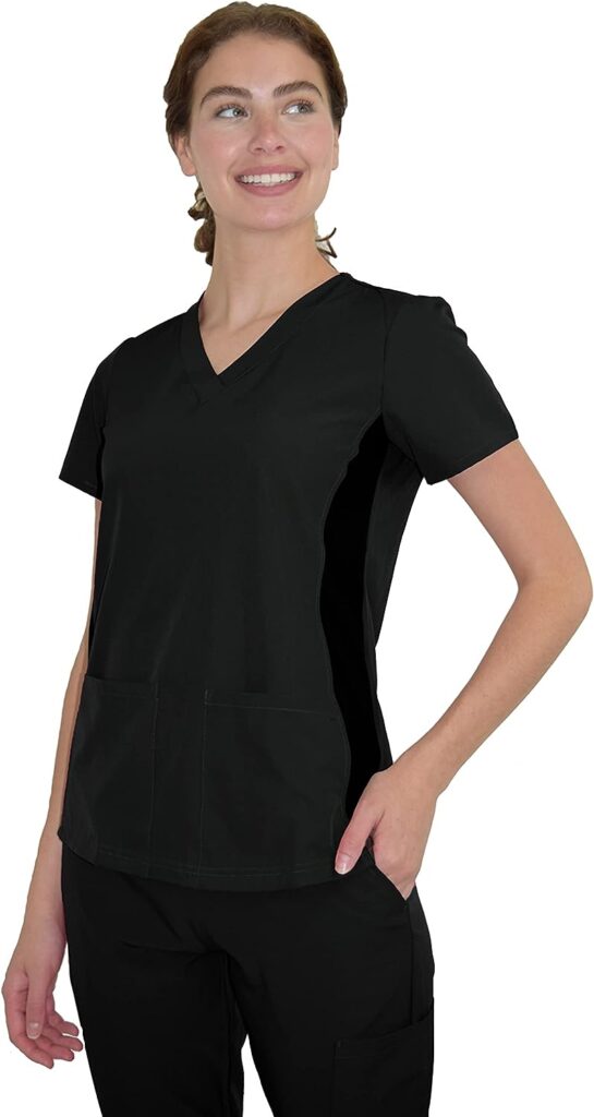 Womens Stretch Knit Panel Top and Jogger Pant Scrub Set Medical Nursing GT 4FLEX